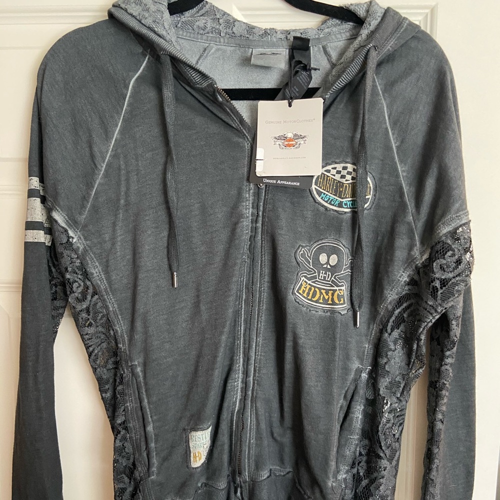 NWT Harley Davidson zip-up with lace size s